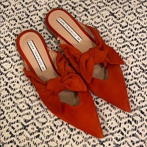 ZARA Bow Tie Suede Mule Flats